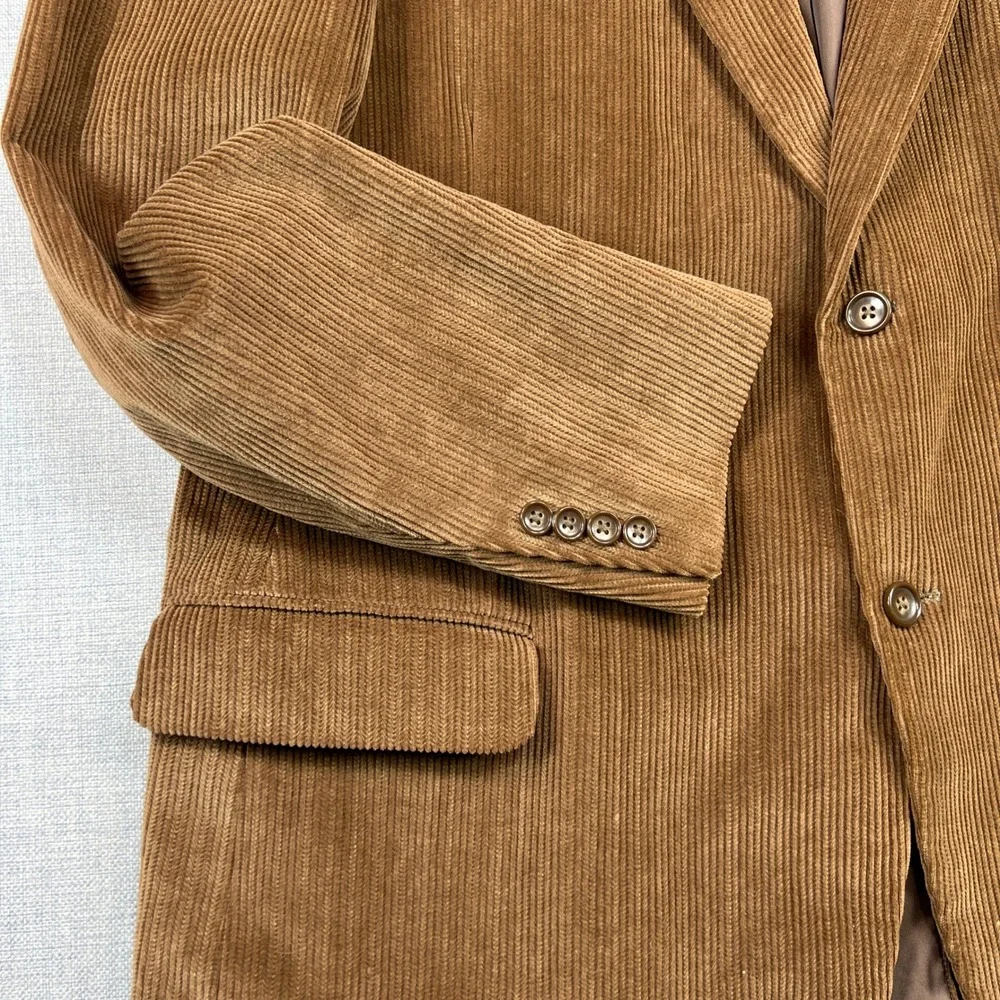Dockers Corduroy Sport Coat Men 46R Brown Cotton Satin Lined Blazer Academia Ivy